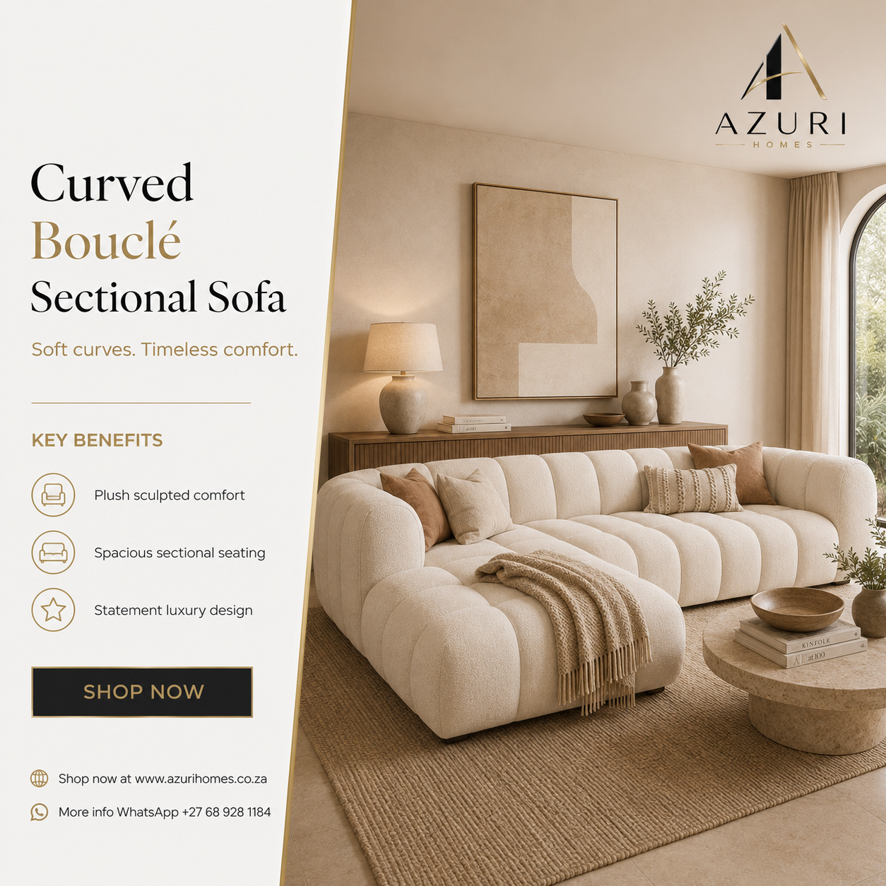 Curved Bouclé Sectional Sofa