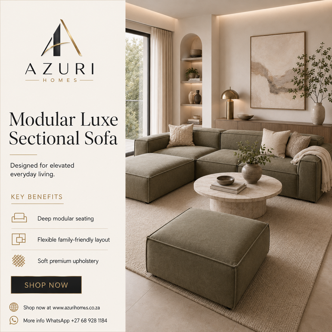 Modular luxe sectional sofa