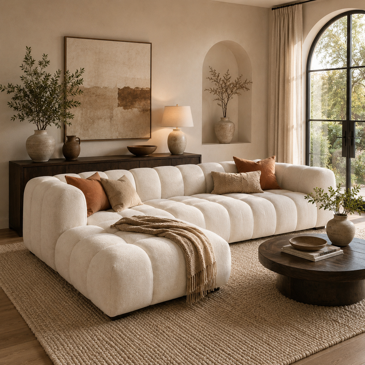 Curved Bouclé Sectional Sofa