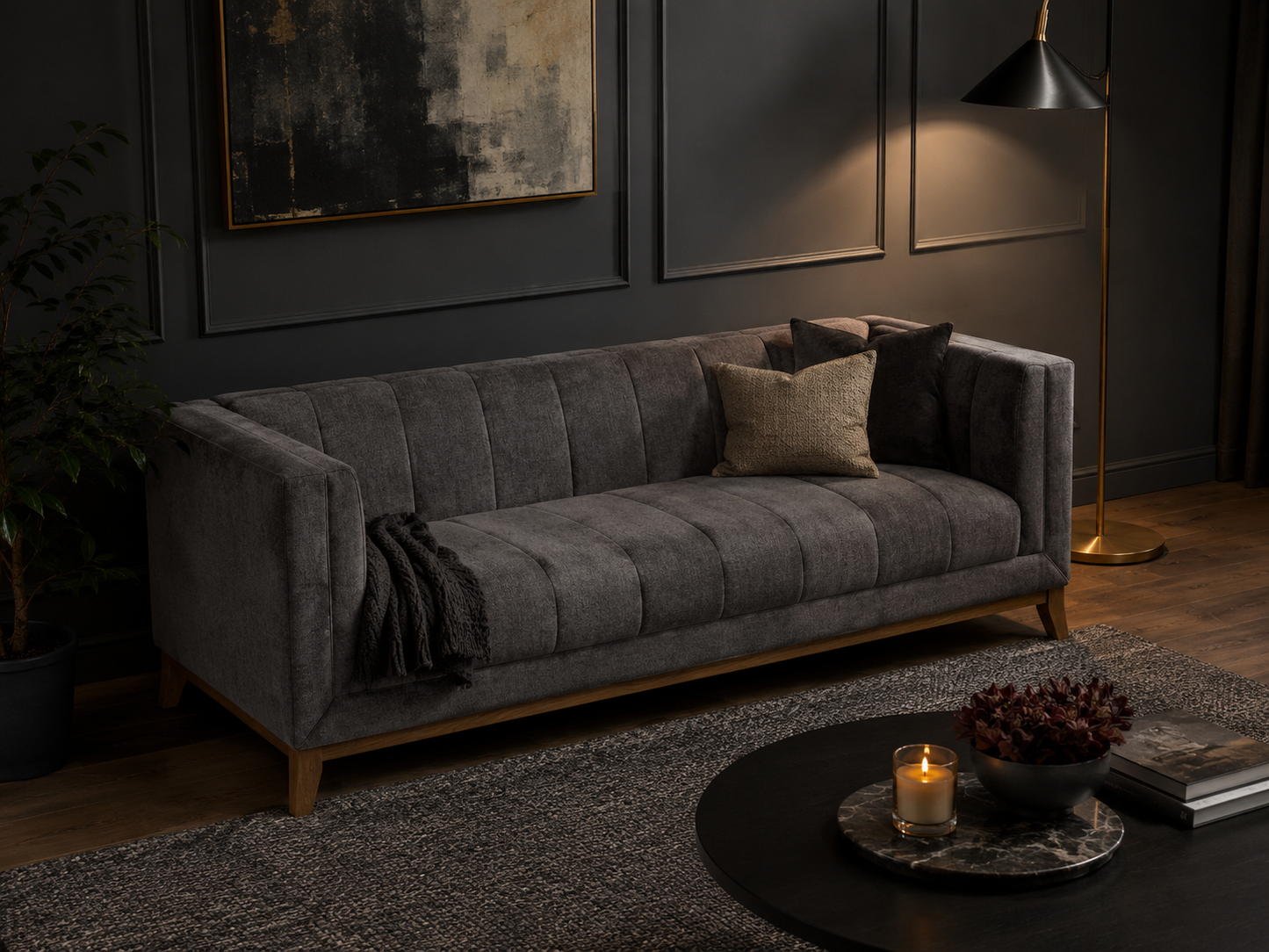 Anima Sculpted channel sofa