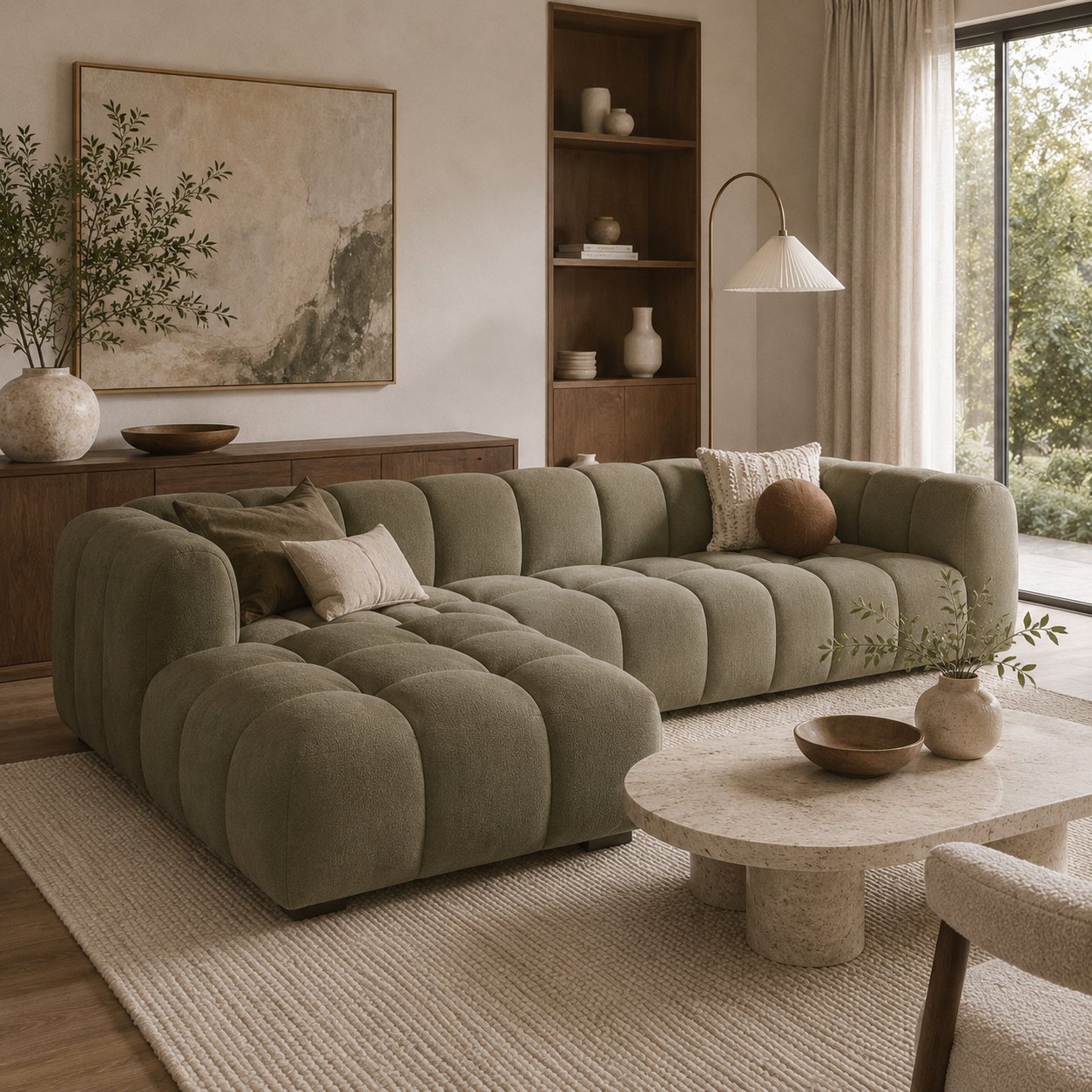 Curved Bouclé Sectional Sofa