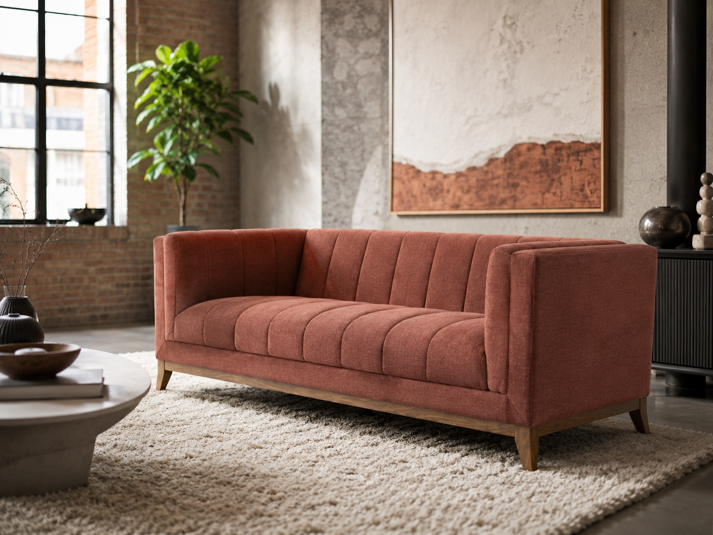 Anima Sculpted channel sofa